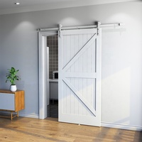 Kit de quincaillerie pour porte coulissante de grange rustique en bois massif blanc de 6,6 pieds, en acier au carbone, capacité de 330 lb, fixation mur/plafond
