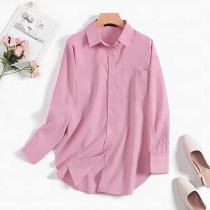 Blusa Elegante de Manga Larga para <span class=keywords><strong>Mujer</strong></span>, Novedad de Primavera 2024, Cuello Polo, Color Sólido a la Moda, Dobladillo con Abertura, Tallas <span class=keywords><strong>Grandes</strong></span>, Venta al por Mayor para Boutique - Product Image 6