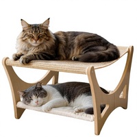 Hamac pour chat surélevé à double couche avec coussin rembourré amovible en polyester, design lavable
