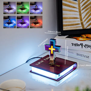 Innovative Technology Novelty Gifts Unique Home Decoration Automatic Rotating RGB Magnetic Floating Colorful Cross - Product Image 6