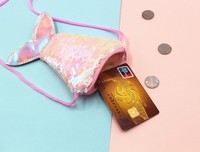 Dompet Koin Ekor Ikan Duyung Buatan Tangan untuk Anak Perempuan, Dapat Disesuaikan, Grosir, Dompet Selempang Payet, Tas Kecil untuk Hadiah Ulang Tahun
