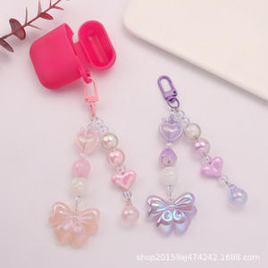 Nouveau porte-clés de voiture Q1242 en acrylique électroplaqué, moderne et minimaliste, avec nœud coloré, pendentif, accessoires de sac perlés aux couleurs vives et fraîches - Product Image 4
