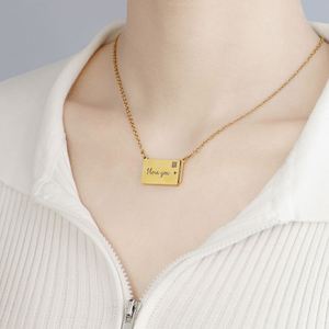 Personalized Photo Heart Envelope I Love You Necklaces Children Name Custom Pendant Engraving Engraved Necklace - Product Image 3