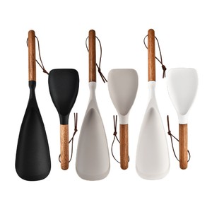 Juego de espátulas de silicona con mango de madera de acacia, 2 piezas, aptas para horno, utensilios de cocina - Product Image 5