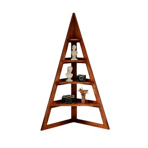 Estantería Triangular Multicapa de 4 Niveles, Tipo Esquinero, en Color Nogal, para Almacenamiento de Libros, Juguetes y Artículos Diversos - Product Image 5