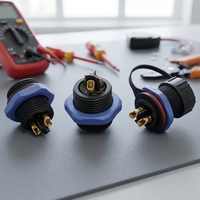 Cable de Alimentación con Conector M20 de 2 Polos, Montaje en Panel Frontal de Cobre, Enchufe Macho y Hembra Roscado, IP67 Impermeable