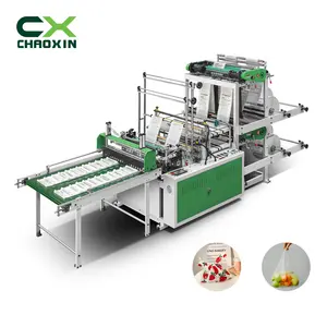 Polythene bag making machine CX-600 Double layers Four Channel Manufacture price soft loop handle bag making machine