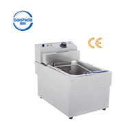 Friteuse électrique commerciale en acier inoxydable 201, cuve unique, 4,5 kW, 220 V, certifiée UE, facile à nettoyer, équipement de restauration