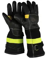 Кожаные перчатки с длинным рукавом HI VIZ из коровьей кожи, перчатки для пожарных, термостойкие защитные рабочие перчатки