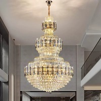 Grand lustre en cristal K9 personnalisable pour hôtels, villas, lofts, escaliers de luxe, luminaires de salon, installation suspendue en usine, taille moyenne