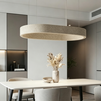 Lampu Gantung LED Oval Tanpa Sambungan Berbahan PET Felt Warna Beige Oatmeal Modern untuk Meja Kerja Minimalis Co-Working Station