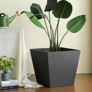 <span class=keywords><strong>Grand</strong></span> pot de fleurs carré <span class=keywords><strong>en</strong></span> <span class=keywords><strong>pierre</strong></span> simple pour plantes d'intérieur, balcon, extérieur, cour, salon – Ensemble de plantation décoratif haut de gamme - Product Image 2