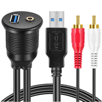 Arnés de Cables para Tablero de Motocicleta y Automóvil con Soporte, USB 3.0, RCA de 3.5mm, Cable Impermeable para Equipos de Audio de Automóvil