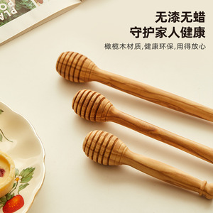 Cuchara de madera de olivo, palo para mezclar de madera maciza de calidad alimentaria para servir miel y mermelada - Product Image 5