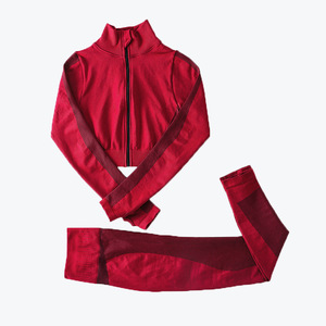 Ropa Deportiva de manga larga para mujer, trajes de pista con cremallera, ropa deportiva sin costuras para gimnasio y Yoga, venta al por mayor - Product Image 2