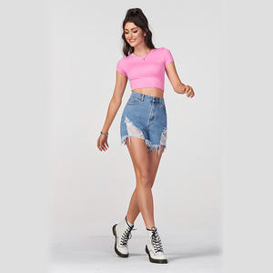 Joli jean court Femme déchiré trou Jupe <span class=keywords><strong>En</strong></span> Jean Denim Mini jupe <span class=keywords><strong>en</strong></span> gros personnalisable vêtements à la mode - Product Image 2