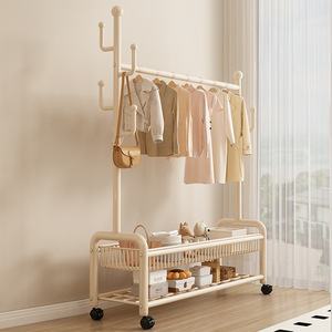 Porte-manteau et étagère à vêtements mobiles en métal sur pied pour chambre et salon - Séchoir de rangement domestique - Product Image 2