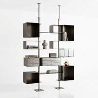 Étagère Modulable en Acier Inoxydable Doré, Unité d'Étagérage Mixte pour Hall d'Hôtel, Bibliothèque Cubique Or et Argent, Design de Luxe