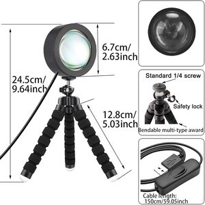 2024 veilleuse moderne coucher de soleil projecteur rvb USB lampe fluorescente noire avec application et télécommande nouveau produit - Product Image 2