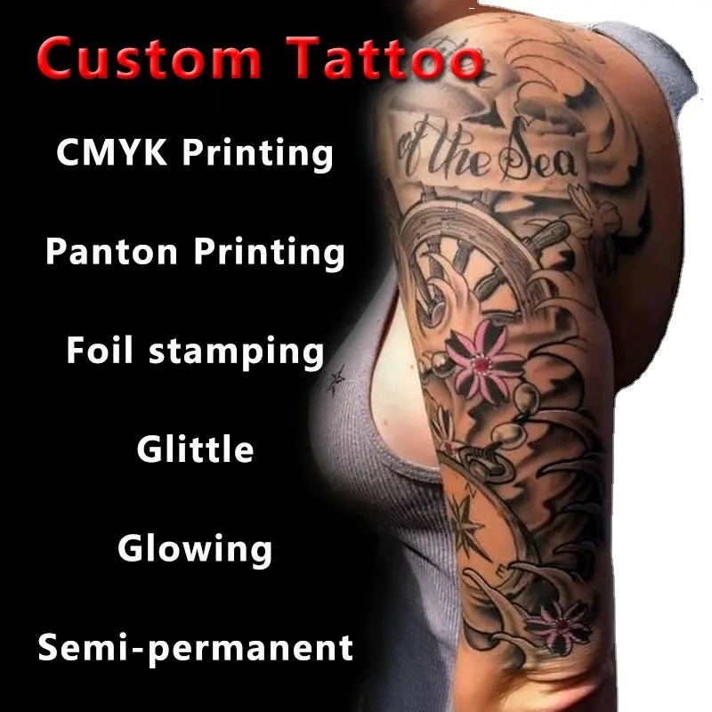 Modèles de faux tatouages personnalisés, tatouages temporaires, or, 1 pièce par lot