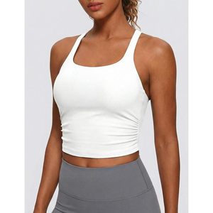 Sujetador deportivo blanco para mujer con espalda cruzada y soporte para entrenamiento, gimnasio y correr (Talla S) - Product Image 2