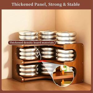 Wooden Corner Cup Storage Rack 3 Tier Solid Wood Kitchen Countertop Organizer For <b>Teacups</b> Water Cups And Utensils - Product Image 3