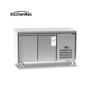 Station de préparation de pizza KitchenMax avec congélateur intégré à double porte, réfrigérateur commercial en acier inoxydable - Product Image 1