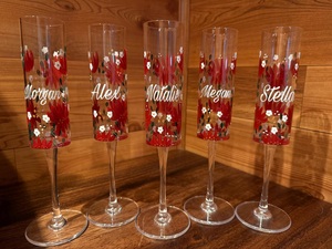 Mug en verre personnalisé avec motif floral peint <span class=keywords><strong>à</strong></span> la main, noms personnalisés, isolé, compatible lave-vaisselle et micro-ondes, cadeau d'anniversaire - Product Image 5