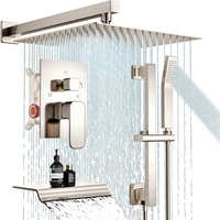 Robinet de baignoire encastré moderne et simple, finition chrome tout cuivre, avec douchette multifonction effet pluie – Offre spéciale