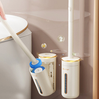 Ensemble de brosses de toilette jetables en PP avec support - Nettoyage à 360° et têtes lavables - Portable |   Vente en gros pour la maison et les entreprises