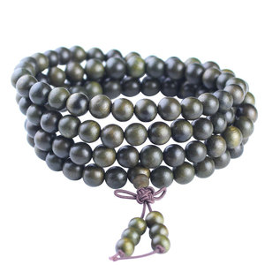 Dark Golden Nanmu Wood 108 <b>Bead</b> Buddhist Prayer <b>Bracelet</b> Round Ethnic Style For <b>Men</b> And Women Natural Fragrance - Product Image 5
