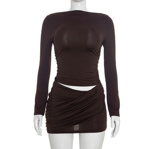 Vestido Viviblook C26DS304 para Mujer, Nuevo Vestido de Otoño de Manga Larga con Puntadas Cruzadas, Plisado, para Fiesta de Noche, Mini Vestido Ajustado - Product Image 1