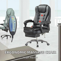 Chaise de bureau ergonomique de direction à prix avantageux avec massage 7 points, en cuir PU moderne, acier inoxydable, hauteur réglable et repose-pieds
