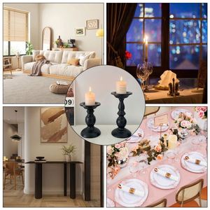Porte-bougie de style américain 2025, ornement décoratif, élégant porte-bougie en fer noir pour la salle à manger - Product Image 6