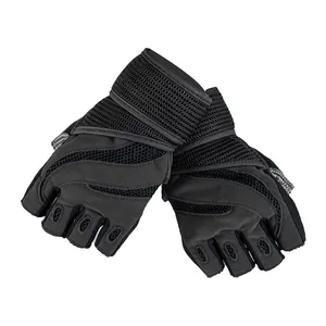Ks-6024# black gym glove with long wrist straps and hook weight lifting glove