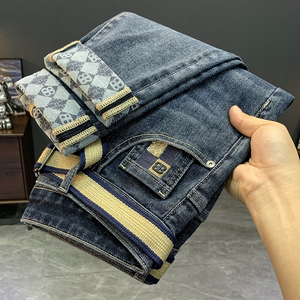 Jean d'affaires haut <span class=keywords><strong>de</strong></span> gamme pour homme – Nouvelle collection Printemps-Automne 2026 – Tendance et populaire – Coupe droite ample et élastique - Product Image 2