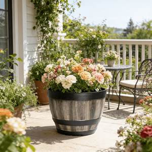 Macetas de Plástico <span class=keywords><strong>con</strong></span> Efecto <span class=keywords><strong>Madera</strong></span>, Diseño Moderno, <span class=keywords><strong>Jardineras</strong></span> para Plantas y Flores - Product Image 1