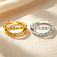 Cincin Hidung & Paku Hidung Baja Anti Karat 316 Seamless Hinge Twist Warna Emas dan Perak dengan Zirkon, Hadiah Pertunangan & Pernikahan
