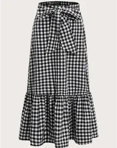 2020年ファッショナブルな女性服プリントチェックセクシー卸売夏スカート