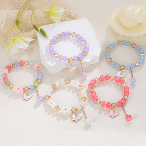 Bracelets en verre à breloques personnalisées en forme de fleur de marguerite pour filles Bracelets en verre bling-bling <span class=keywords><strong>confidente</strong></span> en cristal perlé Cadeaux - Product Image 2