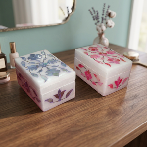 Wholesale Stonecrafts International - Caja de Joyería Rectangular de Mármol MOP024 con Diseño Floral, Hecha a Mano, para Anillos, Tamaño Personalizado - Product Image 3