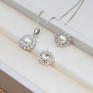 Pendientes de Plata de Ley S925 Wenchi con Diseño de Flor, Juego de Joyería de Moda para Mujer, Perla Elevada, Modelo de Arete Vacío 16074, China - Product Image 4