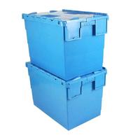 Caisse en plastique solide empilable, caisse multifonction emboîtable avec couvercles, caisse industrielle en plastique solide et grillagée pour entrepôt