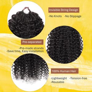 Extensions de cheveux humains au crochet à nœuds invisibles <span class=keywords><strong>Miracle</strong></span> Knots Feather, bouclées birmanes, pré-bouclées pour tresses - Product Image 5