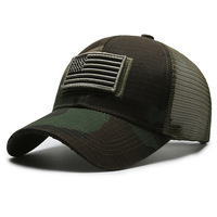 Gorra de béisbol de malla bordada con camuflaje de la bandera estadounidense, gorra táctica para hombre para actividades al aire libre