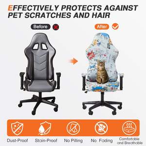 Funda elástica para asiento de silla de juegos reclinable para ordenador con funda para reposabrazos, excelente tela, patrón personalizable - Product Image 5