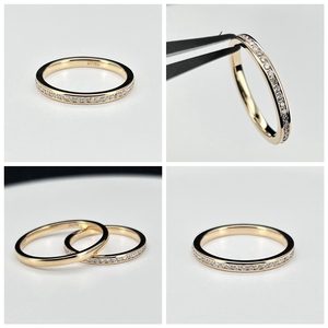 HQ Gems <span class=keywords><strong>Reall</strong></span> Bague de fiançailles 2mm en or jaune 18 carats avec diamant de laboratoire rond - Product Image 1