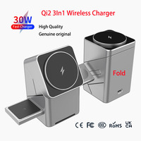 Chargeur Qi2 25W, station de charge sans fil 3 en 1 pour iPhone et Samsung, station de charge magnétique pour montre