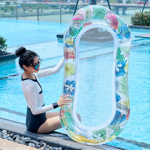 Lit flottant gonflable flamant rose avec filet pour adultes, transat de piscine, jouet pour bronzer, flotteur pour jeux aquatiques - Product Image 1