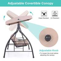 3-Seat Portable Beach Camping Swing Chair Outdoor Swing Folding Leisure Long Hanging Garden Swings